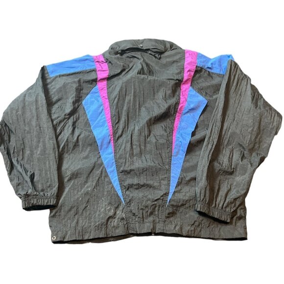 90s Vintage Reebok‎ Windbreaker Jacket Small  Black Blue & Pink - Picture 2 of 9